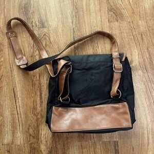 Gal Crossbody Black Canvas Bag w/ Leather